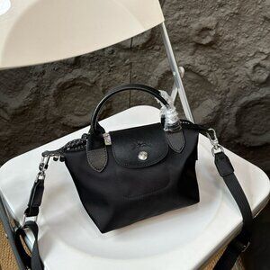 NWT Longchamp Le Pliage Energy Black Mini Handbag Makeup Canvas Crossbody XS